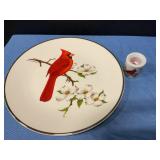 Cardinal plate & candle holder