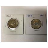1942 & 1959 Silver Quarters