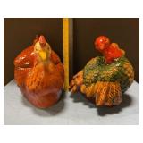 Ceramic chicken cookie jar and  turkey figure