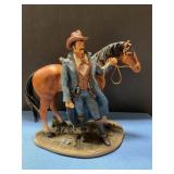 Western cowboy with horse statue 11.5ï¿½ T