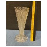 Daisy button pressed glass footed trumpet vase