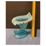 Hobnail  cornucopia vase unmarked Fenton