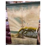 Handpainted storage cabinet with shelves