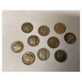 Assorted dates Mercury Silver dimes