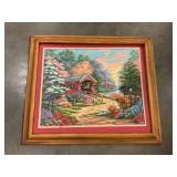 Country scene painted framed picture 26ï¿½ x 22ï¿½