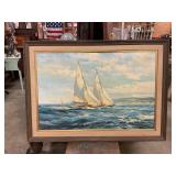 Canvas painting of sailboats  42ï¿½ x 30ï¿½