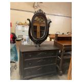 Antique Dresser with oval Mirror & key