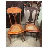 Wood chairs w/ woven seats