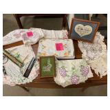 Hand and bordered items with embroidering tools