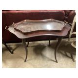 Side table with glass serving tray