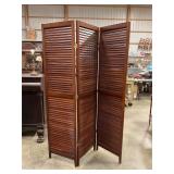 Brown wooden 3 panel room divider 72ï¿½ T