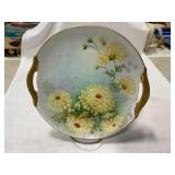 Porcelain decorative plate with handles