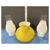 Glass shades & 2 hurricane chimneys