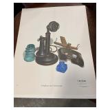 Signed Don Ensor Print Telephone and Stereoscope