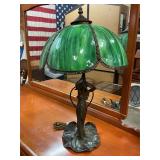 Lady brass table lamp needs repair see pic.
