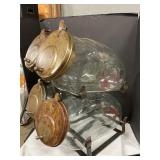 Glass canisters on rack