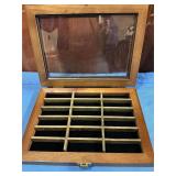 Wood and glass knife display case holds 18 knives