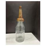 Glass motor oil bottle International Harvester