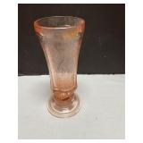 Pink depression glass 9ï¿½ vase