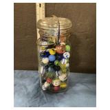 Quart jar of marbles