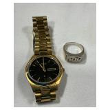 Citizens Quartz watch & Dad Ring size 9.5