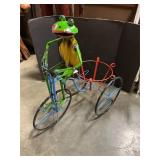 Frog on tricycle plant holder