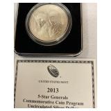 2013 US mint five star general uncir silver dollar