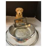 Resin dog & dog bowl