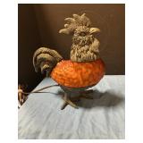Cast-iron/glass rooster nightlight 11" tall