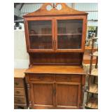 Antique Hutch sm crack in glass on door