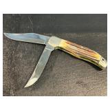 RARE Kabar 2 Blade Folding Hunters Knife