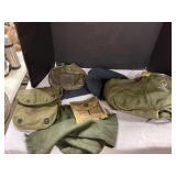 Misc flat of army hats belts , shoe insoles etc