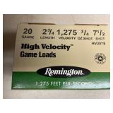 Remington high velocity 20 ga 25 shells