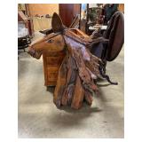Teakwood Horse Statue 38" H x 28" w x 17" at base