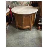 Marble Top drum side  Table W/ storage 26" round