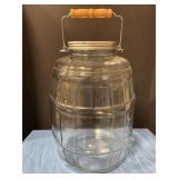 Anchor Hocking 3gal glass barrel  jar with lid