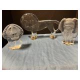 Vintage Kosta glass lion/elephant figurines