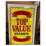 Top Value stamps double sided sign. NO Cracks\chip