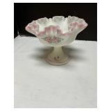 Fenton Hand Painted Riffled Bowl 6" tall