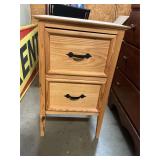 Wooden 2 Drawer side table 28" tall x 16.5" w