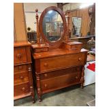 Cherry Dresser W/ 5drawers & mirror
