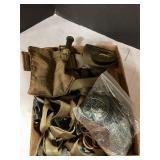 Flat of army belts and patches