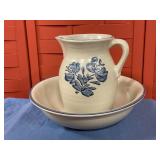 Stoneware Washbowl and Pitcher 8' tall