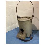 Galvanized bucket  bird feeder