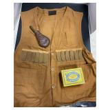 Antique copper/ brass gunpowder Flask, Vest, shell