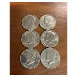 6 Bicentennial Kennedy half dollars