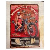 Motorcycle Garage Metal Sign 8' x 11'