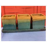 3 pc Crock & Tray