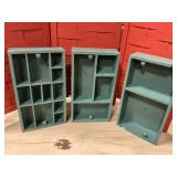 3 primitive wall shelves