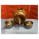 Barrel beverage dispenser with 2 cups